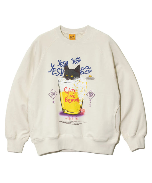 go slow caravan（ゴースローキャラバン）空紡糸裏毛 猫と麦酒 クルースウェット Unisex　３３２６０６