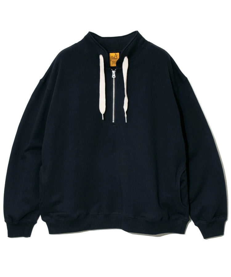 go slow caravan（ゴースローキャラバン）空紡糸裏毛 空紡糸裏毛 WIDEスピンドル スタンドカラーBIG ハーフZIP Unisex　３３２６０５